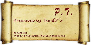 Presovszky Teréz névjegykártya